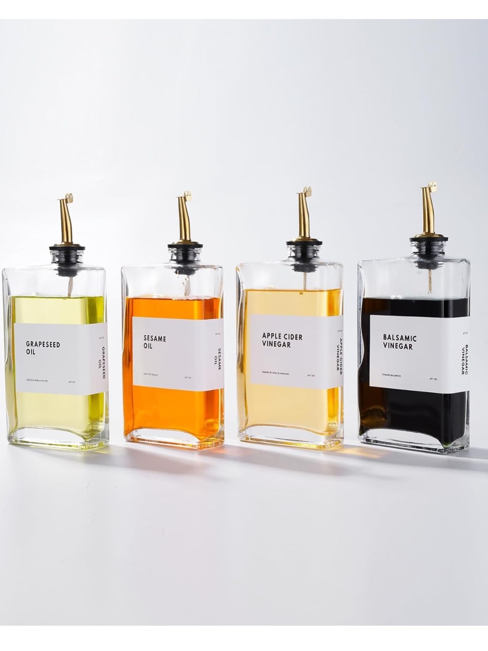 4 Pack of Glass Oil, Vinegar, Syrup dispensers